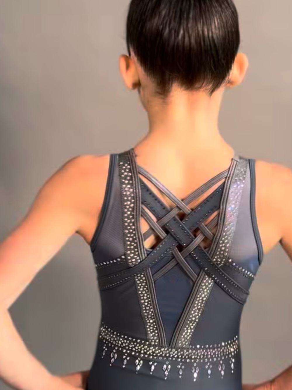 CRISSCROSS LIBERTY RHINESTONE LEOTARD